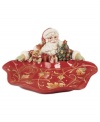 Trim the table, too. At your service, Santa Claus bears many gifts at the table in the form of Fitz and Floyd's Bountiful Holiday server. Rich detail, from the autumnal pattern in the plate to the teddy bear at his side, make it as much decor as serveware.