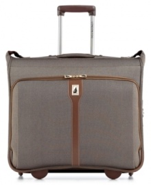 Suit your style! Take the comfort of your home on the go with the convenience of this rolling garment bag. Keeping hanging garments neatly stowed, this durable, mobile wardrobe has a fully-lined interior with integrated shoe pockets, a removable accessory pocket and more. 10-year warranty. Suit your style! Take the comfort of your home on the go with the convenience of this rolling garment bag. Keeping hanging garments neatly stowed, this durable, mobile wardrobe has a fully-lined interior with integrated shoe pockets, a removable accessory pocket and more. 10-year warranty.