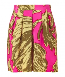 Celebrate the bold hue trend with this dazzling printed skirt from Milly - Wide waistband, pleated, concealed side zip closure, all-over print - Style with a fitted blouse, platform pumps, and a boyfriend blazer Celebrate the bold hue trend with this dazzling printed skirt from Milly - Wide waistband, pleated, concealed side zip closure, all-over print - Style with a fitted blouse, platform pumps, and a boyfriend blazer