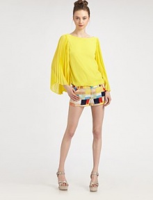 Painterly colorblock print lends a modern touch to this cropped silk twill design.Wide waistband with belt loopsZip-flyFlat frontSlash pocketsBack welt pocketsRise, about 8Inseam, about 293% silk/7% spandexDry cleanImportedModel shown is 5'10 (177cm) wearing US size 4. Painterly colorblock print lends a modern touch to this cropped silk twill design.Wide waistband with belt loopsZip-flyFlat frontSlash pocketsBack welt pocketsRise, about 8Inseam, about 293% silk/7% spandexDry cleanImportedModel shown is 5'10 (177cm) wearing US size 4.