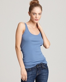 Layered or worn solo, this Vince tank is long and lean with trend-right ribbing and a seam through the center back for unique detail.