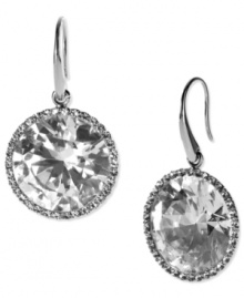 Unexpected sparkle exudes from these cubic zirconia drop earrings from Michael Kors. Crafted in silver tone mixed metal. Approximate drop: 3/4 inch.