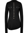 Ultra comfortable and equally chic, Balmains heavy-weight jersey henley is an exquisitely cool choice for edgy urban looks - Rounded neckline, extra long sleeves, buttoned front, buttoned chest pockets, softly curved hemline - Long, lean fit - Team with chunky knits, leather leggings and statement ankle boots