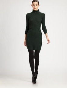 This form-fitting sweater dress features alternating panels of rib and popcorn-knit.Rib-knit turtleneckRib-knit three-quarter sleevesRib-knit waistbandPatent leather elbow patchesAbout 23 from natural waist50% wool/20% polyester/10% camel hairDry cleanMade in Italy of imported fabricModel shown is 5'10 (177cm) wearing US size 4. 