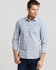 HUGO crafts this fine shirt in cool, crisp cotton for a soft feel, and offers modern appeal with a tailored slim fit. But at the end of the day, it's the chilled-out check pattern we love the most. HUGO crafts this fine shirt in cool, crisp cotton for a soft feel, and offers modern appeal with a tailored slim fit. But at the end of the day, it's the chilled-out check pattern we love the most.