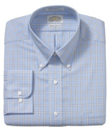 Check, please. This patterned shirt from Eagle gives your classic dress style a current update. Check, please. This patterned shirt from Eagle gives your classic dress style a current update.