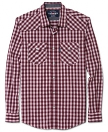 Check, please. This plaid shirt from Ecko Unltd brings hip casual style to your wardrobe.