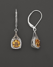 Badgley Mischka Citrine Drop Earrings With White And Brown Diamonds