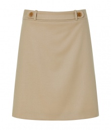 Work a note of timeless classic tailoring into your polished separates wardrobe with Hugos mid-brown A-line skirt - Buttoned front sash detail, belt loops, hidden back zip, tailored fit - Pair with a sharply cut shirt and blazer Work a note of timeless classic tailoring into your polished separates wardrobe with Hugos mid-brown A-line skirt - Buttoned front sash detail, belt loops, hidden back zip, tailored fit - Pair with a sharply cut shirt and blazer