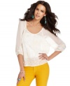 Delicate lace adds femme frills to this Lucky Brand Jeans top -- an airy layering piece for a late summer look!