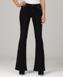 DKNY Jeans puts an urban spin on black denim, outfitting this petite pair with striking zippered pockets and a flare leg. (Clearance) DKNY Jeans puts an urban spin on black denim, outfitting this petite pair with striking zippered pockets and a flare leg. (Clearance)