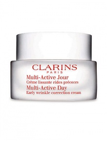 Early Correction. Continuous Protection. Visible Perfection. Multi-Active Day is the newest innovation from Clarins high performance skin care with new formulas and textures that prevent and visibly correct early signs of aging.Powerful and targeted early wrinkle control Reinforced and continuous antioxidant defense delivered directly to the skin Radiance boosting action Dermal-epidermal junction repair Dermatologist tested Non-comedogenic 1.7 oz. Early Correction. Continuous Protection. Visible Perfection. Multi-Active Day is the newest innovation from Clarins high performance skin care with new formulas and textures that prevent and visibly correct early signs of aging.Powerful and targeted early wrinkle control Reinforced and continuous antioxidant defense delivered directly to the skin Radiance boosting action Dermal-epidermal junction repair Dermatologist tested Non-comedogenic 1.7 oz.