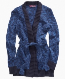 A spacedye finish gives this Epic Threads cardigan a luxurious finish – a belt tie to adjust the fit perfects the look. A spacedye finish gives this Epic Threads cardigan a luxurious finish – a belt tie to adjust the fit perfects the look.