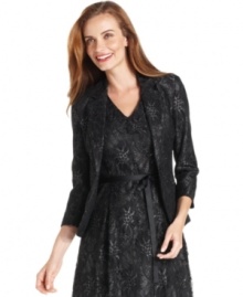 Ellen Tracy's glittery lace blazer lends sparkling style to any look. Pair it with the matching dress for an elegant ensemble!