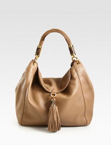 A roomy carryall in luxurious pebbled leather accented in radiant hardware.Shoulder strap, 10 dropMagnetic snap strap closureOne outside zip pocketOne inside zip pocketTwo inside open pocketsSatin lining11½W X 12½H X 3½DImported A roomy carryall in luxurious pebbled leather accented in radiant hardware.Shoulder strap, 10 dropMagnetic snap strap closureOne outside zip pocketOne inside zip pocketTwo inside open pocketsSatin lining11½W X 12½H X 3½DImported