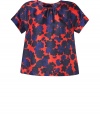 Take this seasons penchant for prints into your workwear wardrobe with Marc by Marc Jacobs floral print silk top, a sweet feminine staple packed with pairing possibilities - Gathered rounded neckline, dolman short sleeves, stitched cuffs, button-down back - Easy draped fit - Team with tailored trousers and pumps, or pencil skirts and high-heeled ankle boots