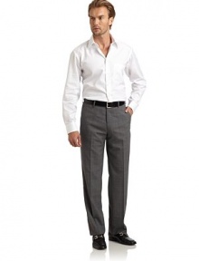 THE LOOKWindow pane patternBanded waist with belt loopsFront zip with button tab closureFlat frontSide seam pocketsUnfinished hemBack dartsBack button welt pocketsTHE FITLeg openings, 8Rise, about 11Inseam, about 37THE MATERIALWoolPartially linedCARE & ORIGINDry cleanImportedThis item was originally available for purchase at Saks Fifth Avenue OFF 5TH stores. THE LOOKWindow pane patternBanded waist with belt loopsFront zip with button tab closureFlat frontSide seam pocketsUnfinished hemBack dartsBack button welt pocketsTHE FITLeg openings, 8Rise, about 11Inseam, about 37THE MATERIALWoolPartially linedCARE & ORIGINDry cleanImportedThis item was originally available for purchase at Saks Fifth Avenue OFF 5TH stores.