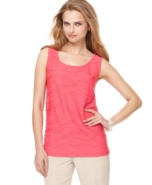 Pep up your wardrobe with this vibrant J Jones New York tank top! Pair it with the matching cardigan to make a chic twinset.