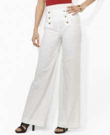 Lauren by Ralph Lauren's ever-classic yet always stylish sailor pant channels breezy, summery appeal with a flowy, wide-leg silhouette of lightweight cotton twill.