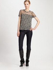The dynamic result of soft modal and classic point d'esprit, this tee features a lively print and an elongated silhouette.CrewneckShort sleevesPoint d'esprit detail at necklinePull-on styleAbout 24 from shoulder to hemModalImported Model shown is 5'10 (177cm) wearing US size Small. The dynamic result of soft modal and classic point d'esprit, this tee features a lively print and an elongated silhouette.CrewneckShort sleevesPoint d'esprit detail at necklinePull-on styleAbout 24 from shoulder to hemModalImported Model shown is 5'10 (177cm) wearing US size Small.