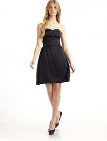 THE LOOKStrapless dress with boned bustier bodiceDiagonal bronze zipper trim at sidesSet-on waist with tuckingBack zipperFully linedTHE FITAbout 30 from natural waistTHE MATERIALHammered silk satinCARE & ORIGINDry cleanImportedOUR FIT MODEL RECOMMENDS ordering one size up as this style runs small. THE LOOKStrapless dress with boned bustier bodiceDiagonal bronze zipper trim at sidesSet-on waist with tuckingBack zipperFully linedTHE FITAbout 30 from natural waistTHE MATERIALHammered silk satinCARE & ORIGINDry cleanImportedOUR FIT MODEL RECOMMENDS ordering one size up as this style runs small.