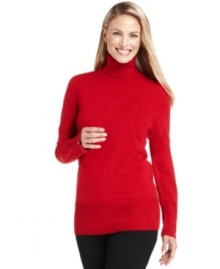 Perfect for work or weekend, this turtleneck from JM Collection looks great with almost any bottom in your wardrobe--the versatility and price make this piece irresistible!