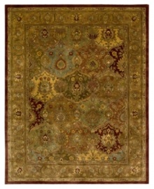 Make any space magnificent. Handcrafted in India, this Nourison rug spreads its lavish color and luxurious softness into your home. Sumptuously soft wool is hand-tufted and herbal-washed for an antique look and silk-like sheen. Make any space magnificent. Handcrafted in India, this Nourison rug spreads its lavish color and luxurious softness into your home. Sumptuously soft wool is hand-tufted and herbal-washed for an antique look and silk-like sheen.