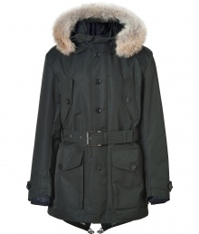 The classic parka gets a high-style redux with this luxe iteration from British heritage brand Belstaff - Fur-trimmed hood, concealed zip closure with front button placket, long sleeves with belted cuffs, flap pockets, internal drawstring for customized fit, classic fishtail hem with toggle, full snap-in black quilted lining - Slim fit - Pair with straight leg jeans, a cashmere pullover, and retro-inspired trainers The classic parka gets a high-style redux with this luxe iteration from British heritage brand Belstaff - Fur-trimmed hood, concealed zip closure with front button placket, long sleeves with belted cuffs, flap pockets, internal drawstring for customized fit, classic fishtail hem with toggle, full snap-in black quilted lining - Slim fit - Pair with straight leg jeans, a cashmere pullover, and retro-inspired trainers