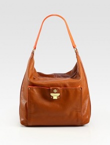 A slouchy shape crafted of luxurious pebble-grain leather, finished with sleek goldtone hardware. Shoulder strap, 11 dropTop zip closureOne outside open pocketOne inside zip pocketTwo inside open pocketsCanvas lining11W X 12¼H X 5½DImported A slouchy shape crafted of luxurious pebble-grain leather, finished with sleek goldtone hardware. Shoulder strap, 11 dropTop zip closureOne outside open pocketOne inside zip pocketTwo inside open pocketsCanvas lining11W X 12¼H X 5½DImported