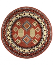 Southwestern style comes to your home with distinctive rug, inspired by ancient tribal designs. Hand-crafted with meticulous attention to detail, the rug features grandly scaled medallions in a mix of beige and rust-red colorways.