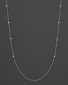 Diamonds and London blue topaz dot a sterling silver chain. By Ippolita.