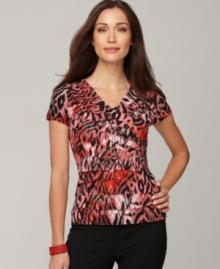 This printed top from Style&co.'s collection of petite apparel is the answer to chic dressing that is ultra-flattering. The tiered style creates a slimming silhouette! This printed top from Style&co.'s collection of petite apparel is the answer to chic dressing that is ultra-flattering. The tiered style creates a slimming silhouette!