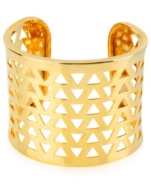 Three sides to pure style. This Robert Lee Morris cuff bracelet boasts triangle cut-out detail for standout appeal. Crafted in gold tone mixed metal. Approximate diameter: 3 inches.