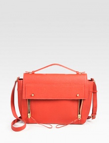 Tote all your essentials in this roomy flap-front design, crafted from shark-embossed leather and finished with a versatile crossbody strap.Top handle, 1 dropAdjustable shoulder/crossbody strap, 21¼-28½ dropFlap-front with pull-through knobsTwo outside zipper gussetsOne inside zip pocketFully lined12W X 9½H X 3DImported Tote all your essentials in this roomy flap-front design, crafted from shark-embossed leather and finished with a versatile crossbody strap.Top handle, 1 dropAdjustable shoulder/crossbody strap, 21¼-28½ dropFlap-front with pull-through knobsTwo outside zipper gussetsOne inside zip pocketFully lined12W X 9½H X 3DImported