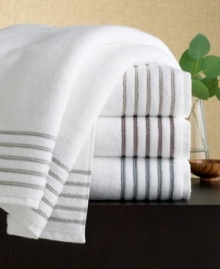 Extra plush but lightweight, this Hotel Collection washcloth is extraordinarily soft and absorbent without being overly dense. Three dobby stripes at the border add tailored detail to this luxury towel.