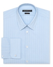 Handsome tonal stripes adorn this crisp cotton dress shirt for a polished look from John Varvatos Star USA. Handsome tonal stripes adorn this crisp cotton dress shirt for a polished look from John Varvatos Star USA.
