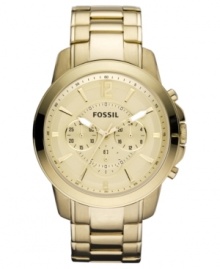Golden tones lend a classic look to this Grant collection watch from Fossil. Golden tones lend a classic look to this Grant collection watch from Fossil.