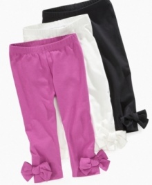 Turn any of her outfits from casual to a little bit fancy with a pair of these bow-accented leggings from First Impressions. Turn any of her outfits from casual to a little bit fancy with a pair of these bow-accented leggings from First Impressions.