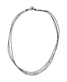 Channel peace, love, and fab style. Fossil design epitomizes hippie-chic with three strands of chocolate leather cords strung with metallic nuggets. Beads and button closure crafted in silver tone mixed metal. Approximate length: 17 inches.