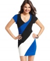 Dare to pop in a dress from Wishes Wishes Wishes that thrives on bold, colorblock design!