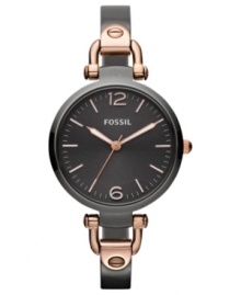 This Georgia collection watch from Fossil lends intrigue with a slim silhouette in smoky tones. This Georgia collection watch from Fossil lends intrigue with a slim silhouette in smoky tones.