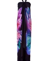 Add a high-style kick to your black tie look with this lavish gown from Roberto Cavalli - Halter neck, bandeau top with gathering at bust, all-over print, waterfall draped back, relaxed silhouette - Wear with platform pumps and an embellished clutch