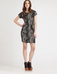 Stunning silk boatneck modernized by an abstract print and short silhouette. BoatneckShort sleevesBack button closureAbout 19 from natural waistSilkDry cleanImportedModel shown is 5'9 (175cm) wearing US size Small. Stunning silk boatneck modernized by an abstract print and short silhouette. BoatneckShort sleevesBack button closureAbout 19 from natural waistSilkDry cleanImportedModel shown is 5'9 (175cm) wearing US size Small.