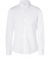 Streamline your look with sleek tailored button-downs, starting with Michael Kors slim stretch cotton shirt - Classic collar, long sleeves, buttoned cuffs, button-down front, shirttail hemline - Modern slim fit - Wear with everything from jeans and cashmere pullovers to silk ties and immaculately tailored suits