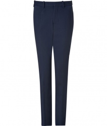 Ultra-comfortable and classically elegant, these navy jersey suit pants from Neil Barrett can be effortlessly dressed up or down - Flat front, belt loops, side slit pockets, back welt pockets with buttons, slim leg - Wear with a long sleeve tee and leather jacket or a dress shirt and matching blazer Ultra-comfortable and classically elegant, these navy jersey suit pants from Neil Barrett can be effortlessly dressed up or down - Flat front, belt loops, side slit pockets, back welt pockets with buttons, slim leg - Wear with a long sleeve tee and leather jacket or a dress shirt and matching blazer