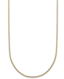 A simple chain adds a ton of dimension. Giani Bernini's intricate box chain is crafted in 24k gold over sterling silver. Approximate length: 20 inches. A simple chain adds a ton of dimension. Giani Bernini's intricate box chain is crafted in 24k gold over sterling silver. Approximate length: 20 inches.