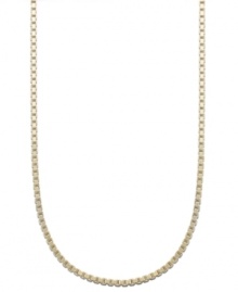 A simple chain adds a ton of dimension. Giani Bernini's intricate box chain is crafted in 24k gold over sterling silver. Approximate length: 24 inches. A simple chain adds a ton of dimension. Giani Bernini's intricate box chain is crafted in 24k gold over sterling silver. Approximate length: 24 inches.