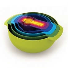 Joseph Joesph fancifies your essential kitchenware with these bright and colorful measuring cups and bowls that nest inside each other for compact storage. With a wide range of sizes, you're sure to give these vibrant tools a lot of use. Joseph Joesph fancifies your essential kitchenware with these bright and colorful measuring cups and bowls that nest inside each other for compact storage. With a wide range of sizes, you're sure to give these vibrant tools a lot of use.