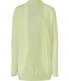 Super soft in pastel yellow, Steffen Schrauts open cardigan is an effortless choice for causal looks - Rolled shawl collar, long sleeves, open front with curved hem - Fitted - Wear with a tissue tee, skinnies and flats