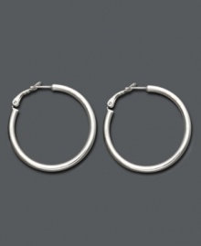 Eternally stylish and effortlessly chic. Giani Bernini's hoop earrings feature a tube shape and sterling silver setting. Approximate diameter: 1-1/2 inches. Eternally stylish and effortlessly chic. Giani Bernini's hoop earrings feature a tube shape and sterling silver setting. Approximate diameter: 1-1/2 inches.